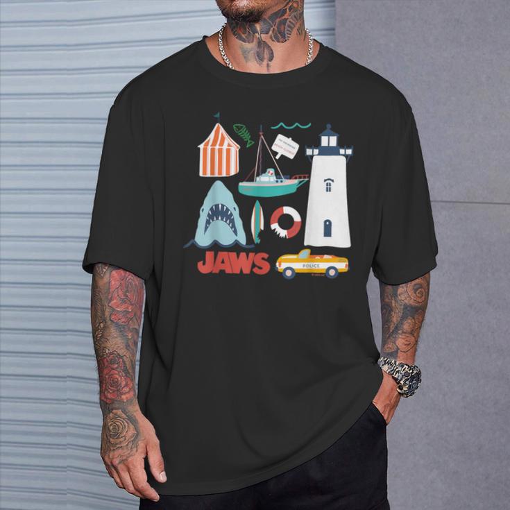 ジョーズシャークライトハウスオルカボートポリス Tシャツ 彼への贈り物