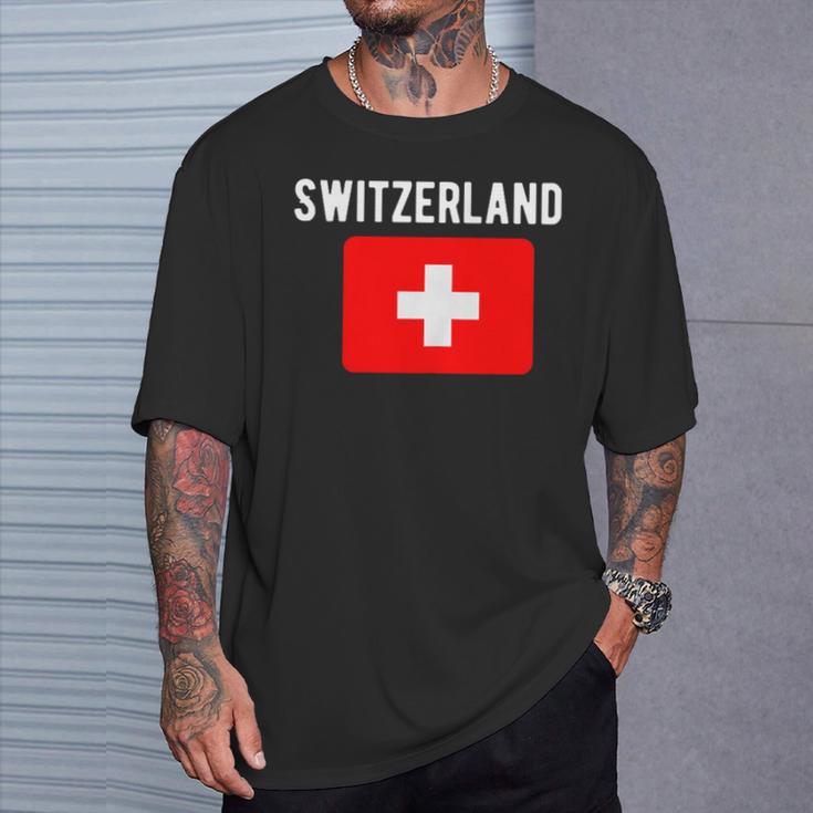 スイス国旗 スイス国地図フラッグ Tシャツ 彼への贈り物