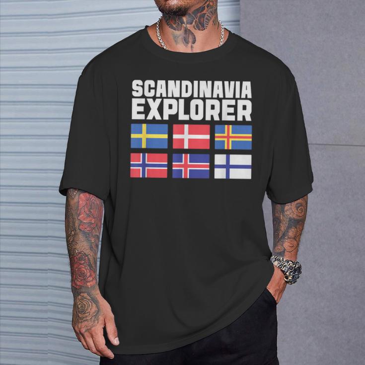 スカンジナビア エクスプローラー フラグ スウェーデン ノルウェー アイスランド Tシャツ 彼への贈り物