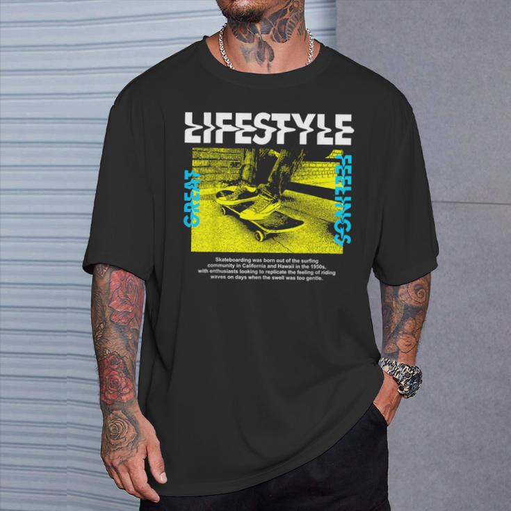 スケートボードライフスタイル エッジの効いた美しいストリートウェア Tシャツ 彼への贈り物