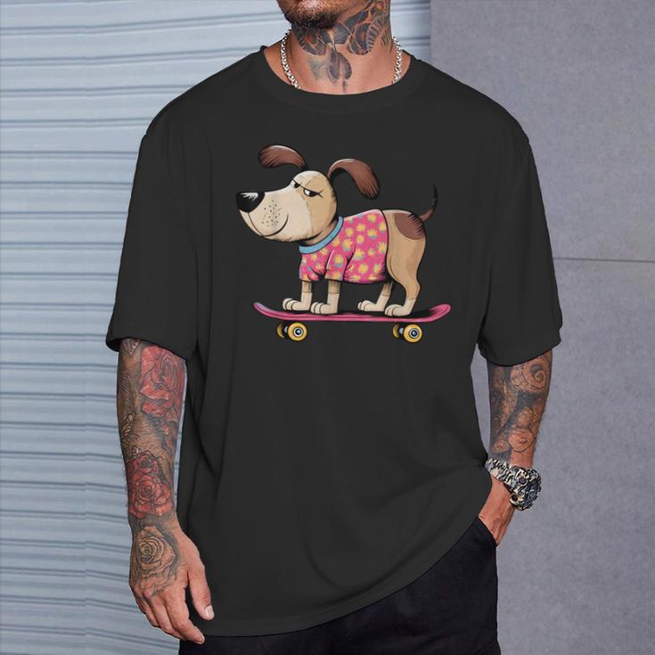 スケートボード犬 – 楽しい漫画のペット Tシャツ 彼への贈り物