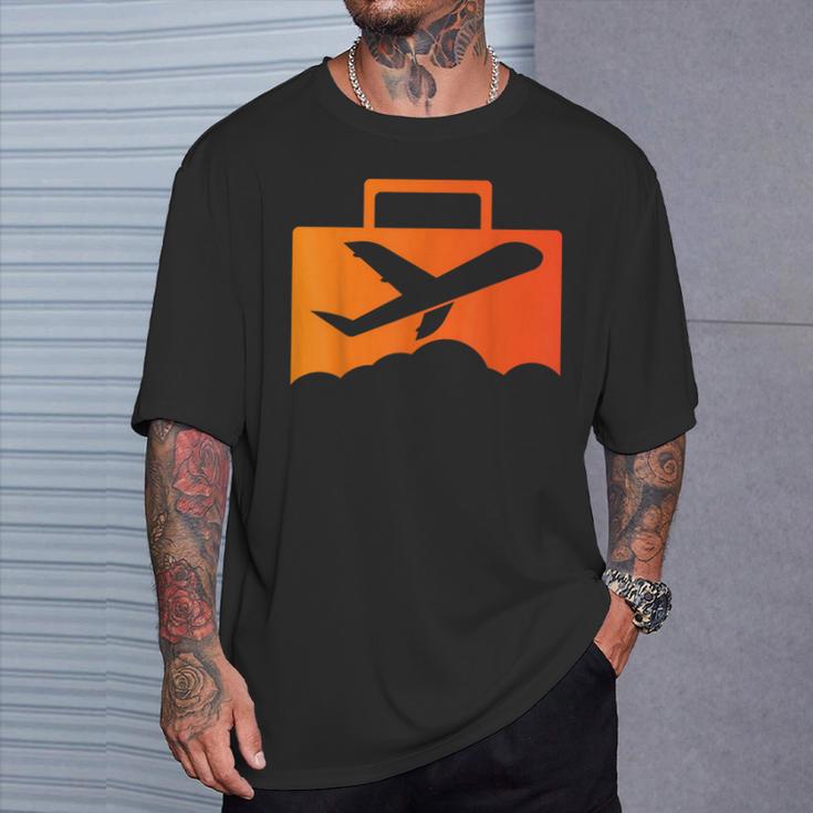 スーツケース航空の飛行機デザイン Tシャツ 彼への贈り物