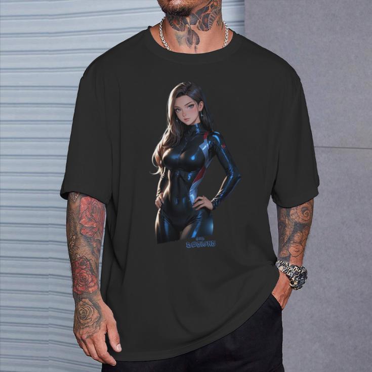 セクシー アニメ レース ガール 長袖tシャツ Tシャツ 彼への贈り物