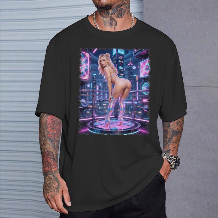 セクシーガールグラフィックtシャツ サイバーパンク ピンナップガールダンサー Tシャツ 彼への贈り物