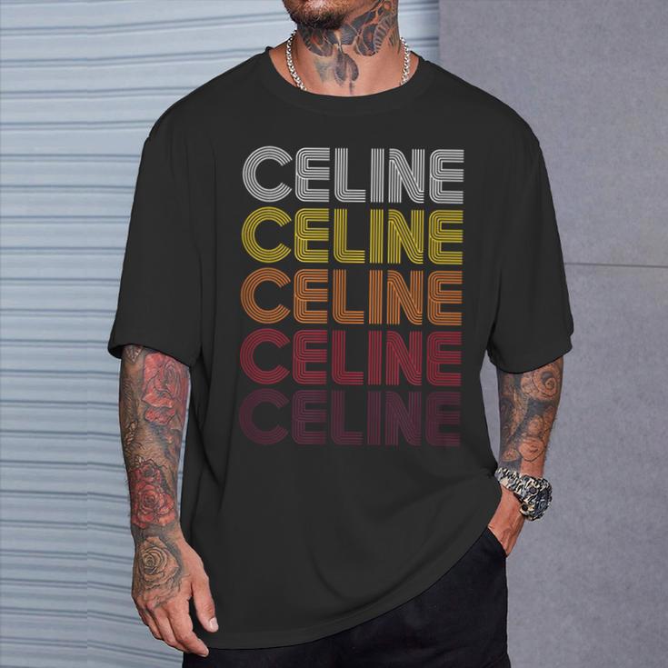 セリーヌ レトロ ワードマーク パターン ビンテージスタイル カスタムネーム Tシャツ 彼への贈り物
