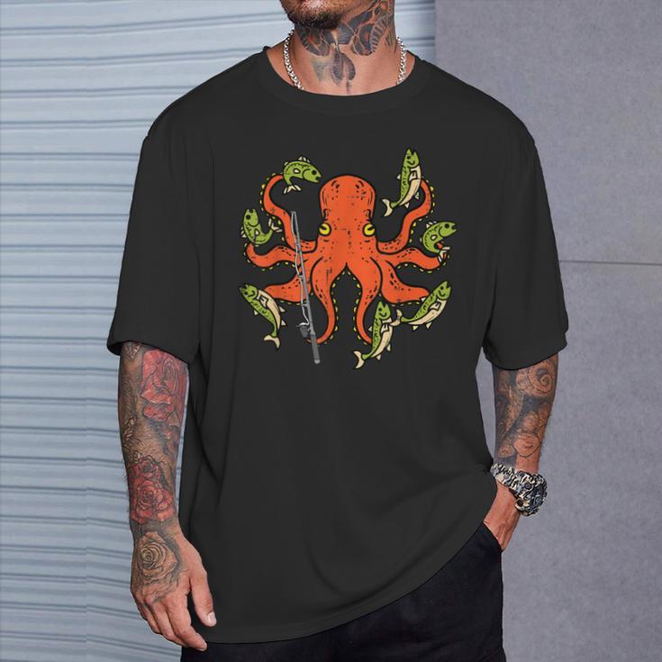 タコ釣り 面白い釣りフィアマンアングラーメンズ レディース キッズ Tシャツ 彼への贈り物