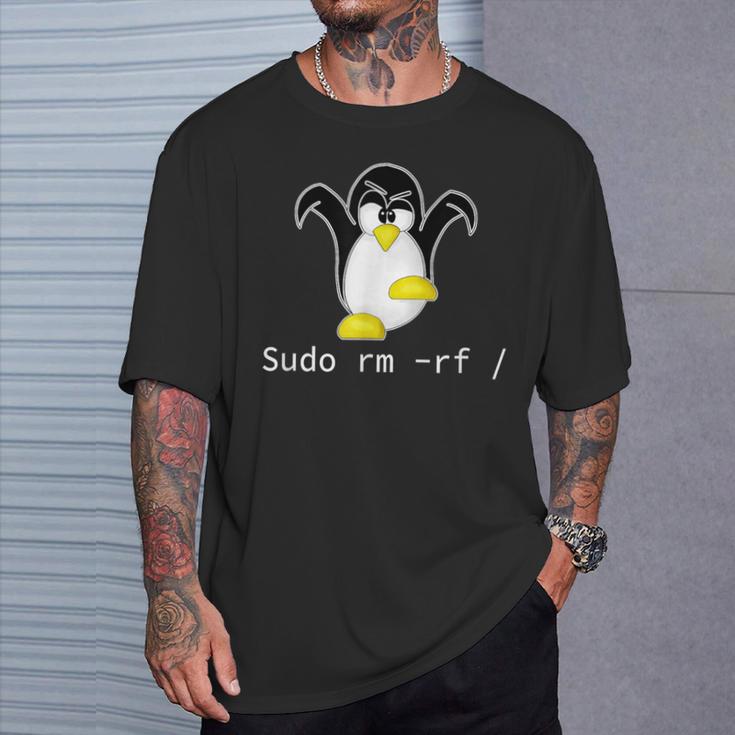 タックスlinuxペンギン須藤rm Rfコンピュータフリークハッカー Tシャツ 彼への贈り物