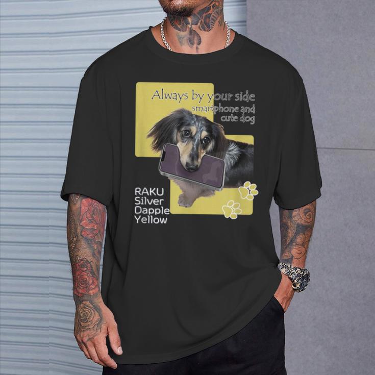 ダックス ミニチュアダックス シルバーダップル スマホ らく 犬 Tシャツ 彼への贈り物