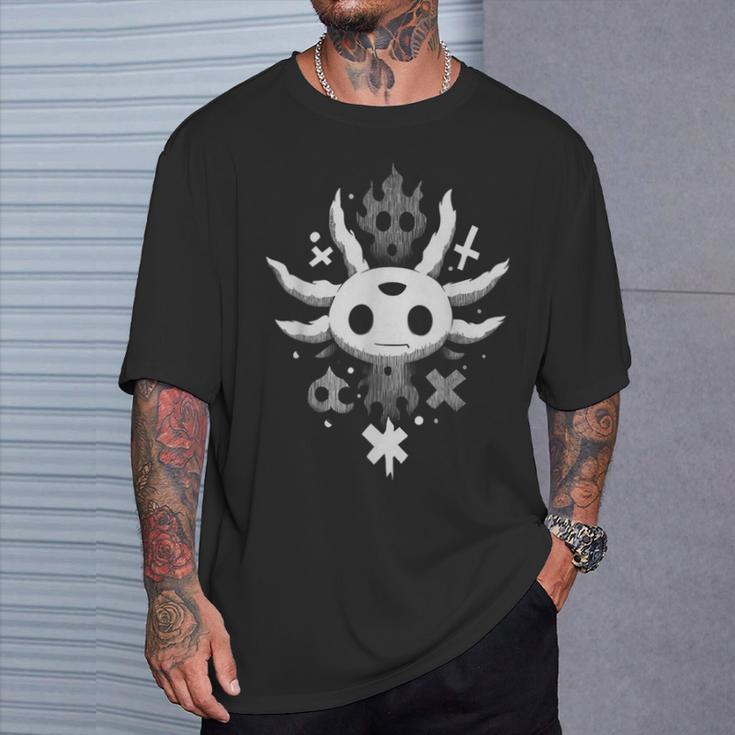 ダークオカルト アホロートル ゴシック クロス グランジ イラスト Tシャツ 彼への贈り物