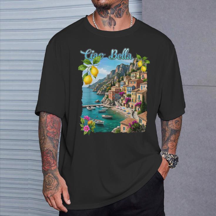 チャオ・ア・ベラ イタリア アマルフィ海岸 ポジターノ地中海 Tシャツ 彼への贈り物