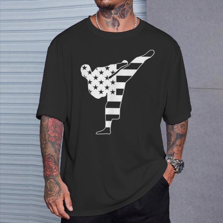 テコンドー 空手 アメリカ国旗 男性 女性 男の子 女の子 テコンドー Tシャツ 彼への贈り物