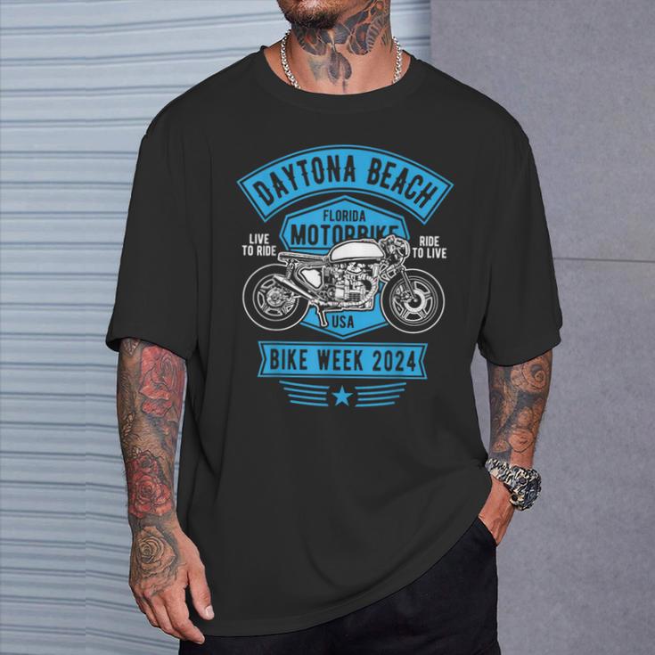 デイトナビーチバイクウィーク2024レトロバイクデザイン Tシャツ 彼への贈り物