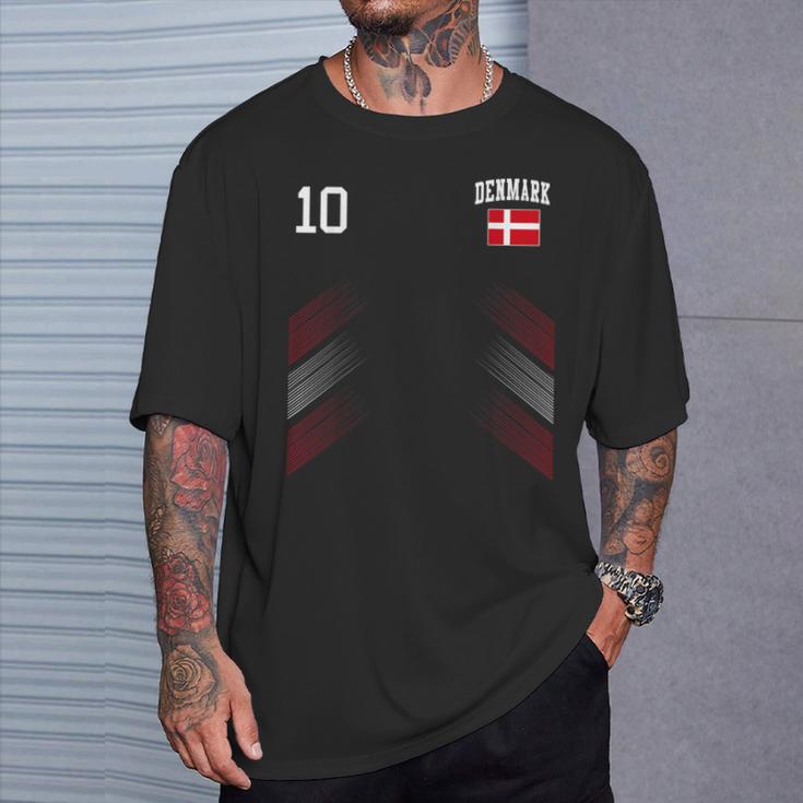 デンマーク サッカーファンジャージー デンマーク国旗 フットボール愛好家 Tシャツ 彼への贈り物