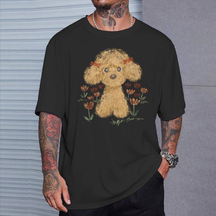 トイプードル かわいい いぬ 子犬 ペット おもしろ 動物 アート イラスト 長袖tシャツ Tシャツ 彼への贈り物
