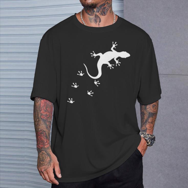 トカゲの跡 クライミング ヤモリ テラリウム 爬虫類 オーナー 長袖tシャツ Tシャツ 彼への贈り物