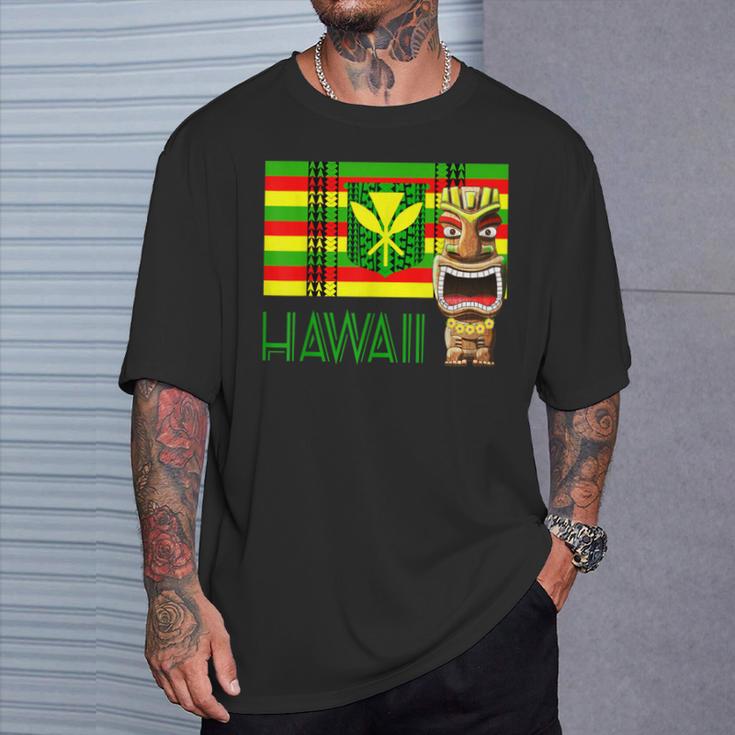 トライバル カナカ マオリ ポリネシア ティキ マスク トーテム Tシャツ 彼への贈り物