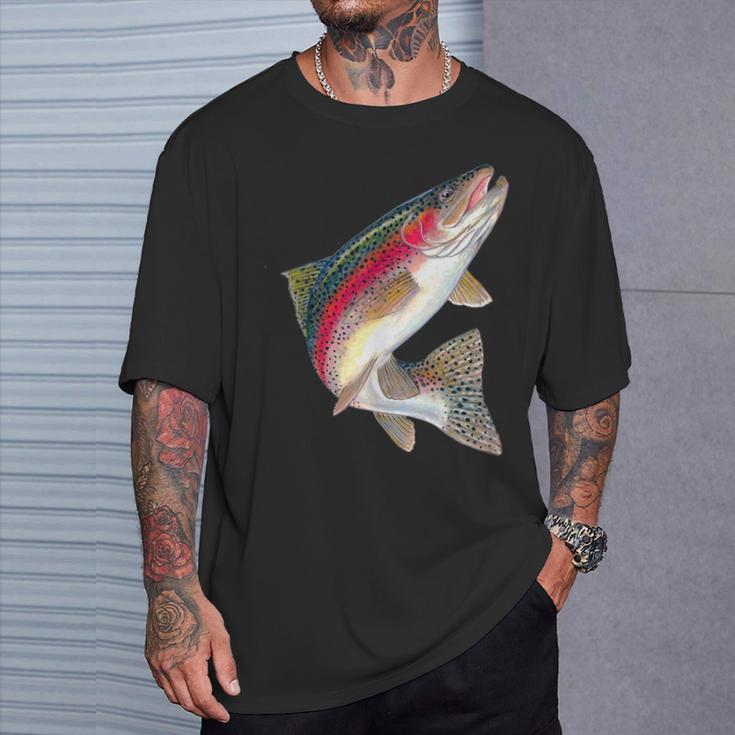 トラウトフィッシングギフトセーター フィッシャーマン ニジマス Tシャツ 彼への贈り物