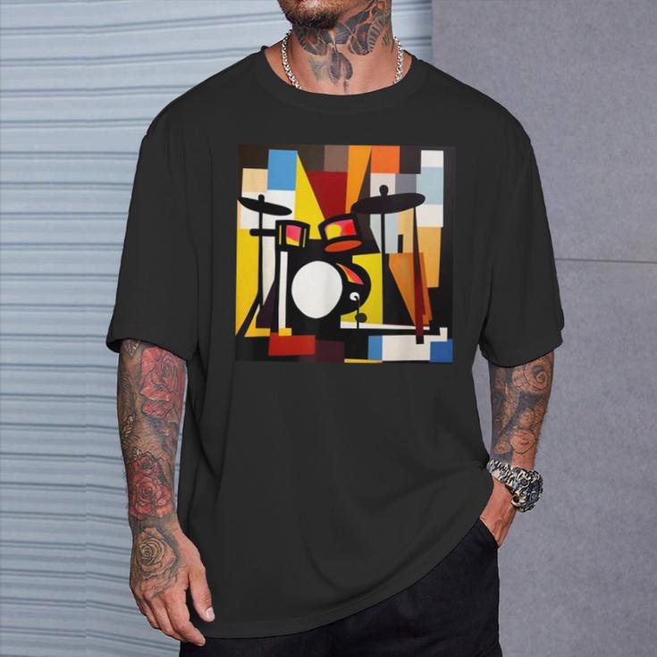 ドラムモチーフ カラフル シルエット 楽器 ドラマー Tシャツ 彼への贈り物