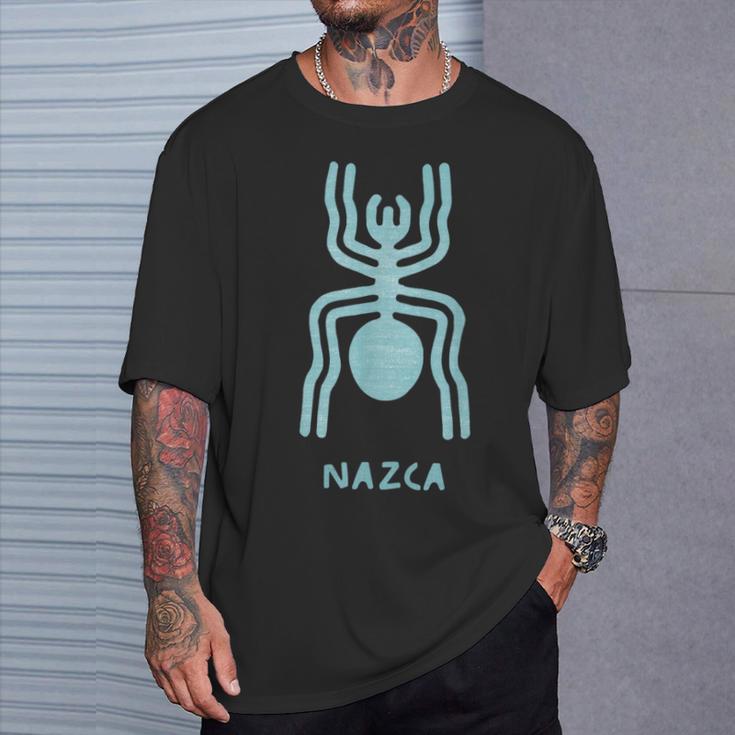 ナスカ ライン ペルーの地上絵モンキー宇宙飛行士クモ レトロ Tシャツ 彼への贈り物