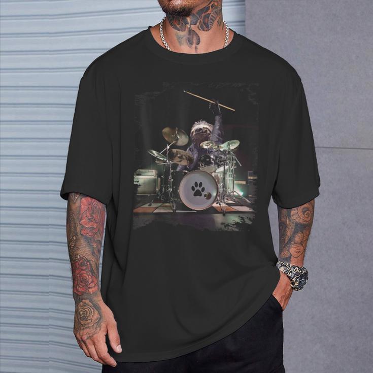ナマケモノドラマー ドラム おもしろ Tシャツ 彼への贈り物