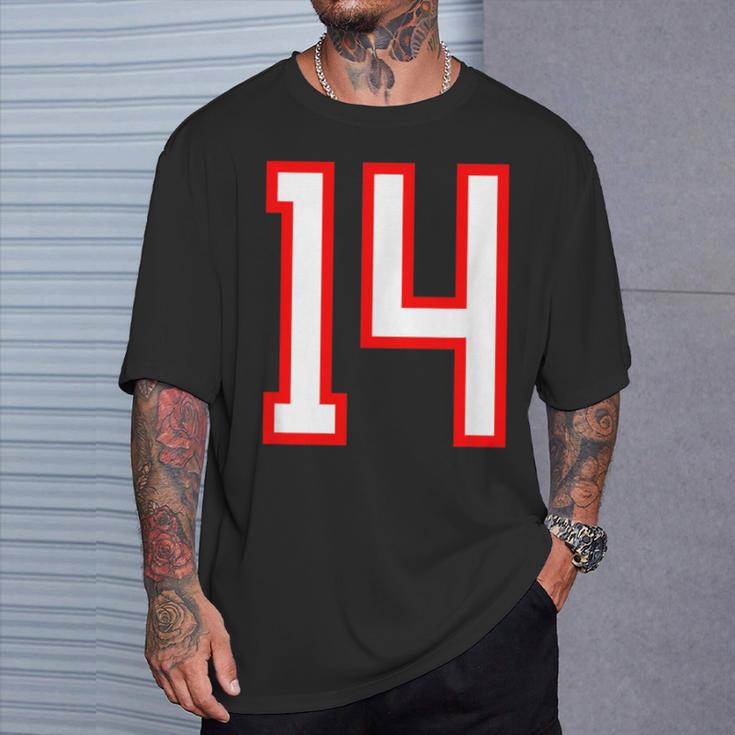 ナンバー 14 スポーツ ホワイト レッド ナンバー 14 Tシャツ 彼への贈り物