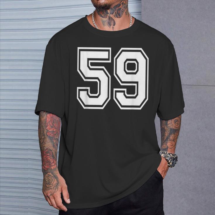 ナンバー59 59歳の誕生日ギフト選手チーム番号入りジャージ Tシャツ 彼への贈り物