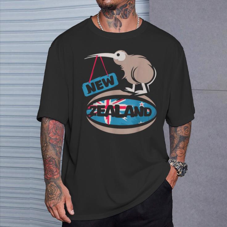 ニュージーランド キウイ ラグビー コミック イラスト 旗 シンボル Tシャツ 彼への贈り物