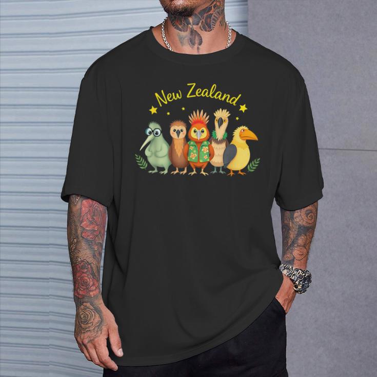 ニュージーランドの鳥 キウイ マオリ アオテアロア タカヘ カカポ ウェカ Tシャツ 彼への贈り物