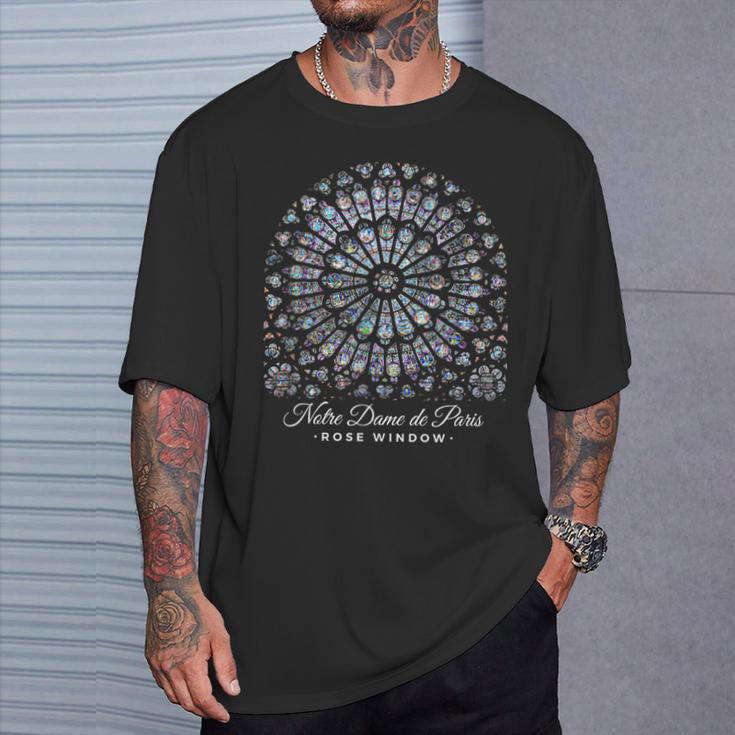 ノートルダム大聖堂 ローズウィンドウ Tシャツ 彼への贈り物
