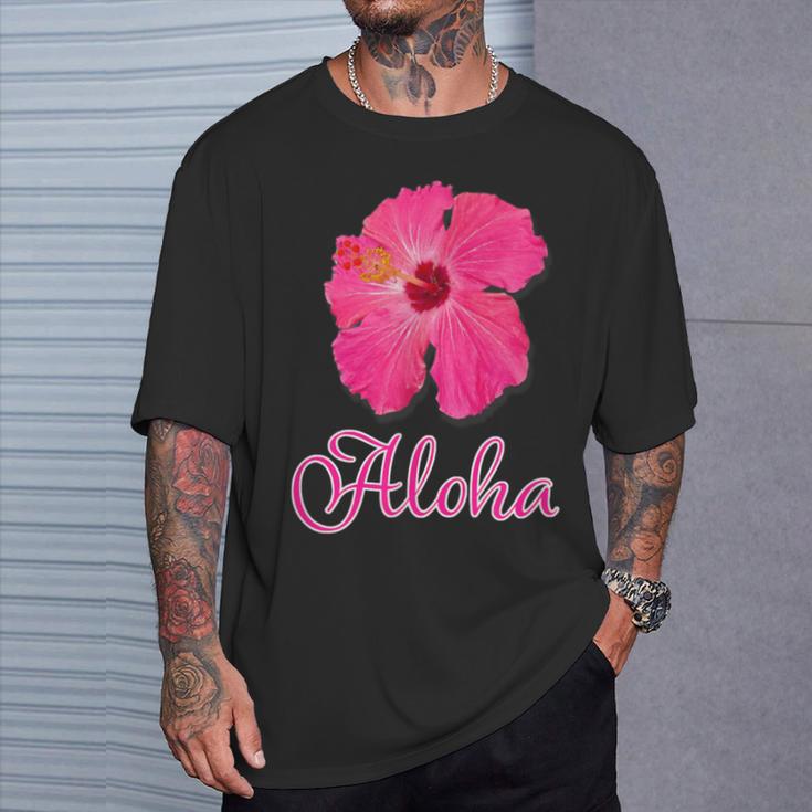 ハイビスカス Aloha アロハ《赤》（ハワイ・南国・フラダンス）夏 かわいい Tシャツ 彼への贈り物