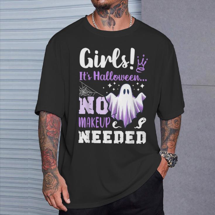 ハロウィンメイクのジョーク、女の子、面白い、英語で Tシャツ 彼への贈り物