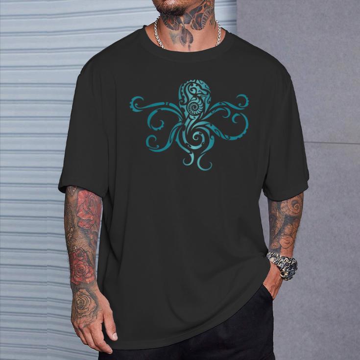 ハワイ トライバル オクトパス トカゲ ハワイアン タコ好き Tシャツ 彼への贈り物