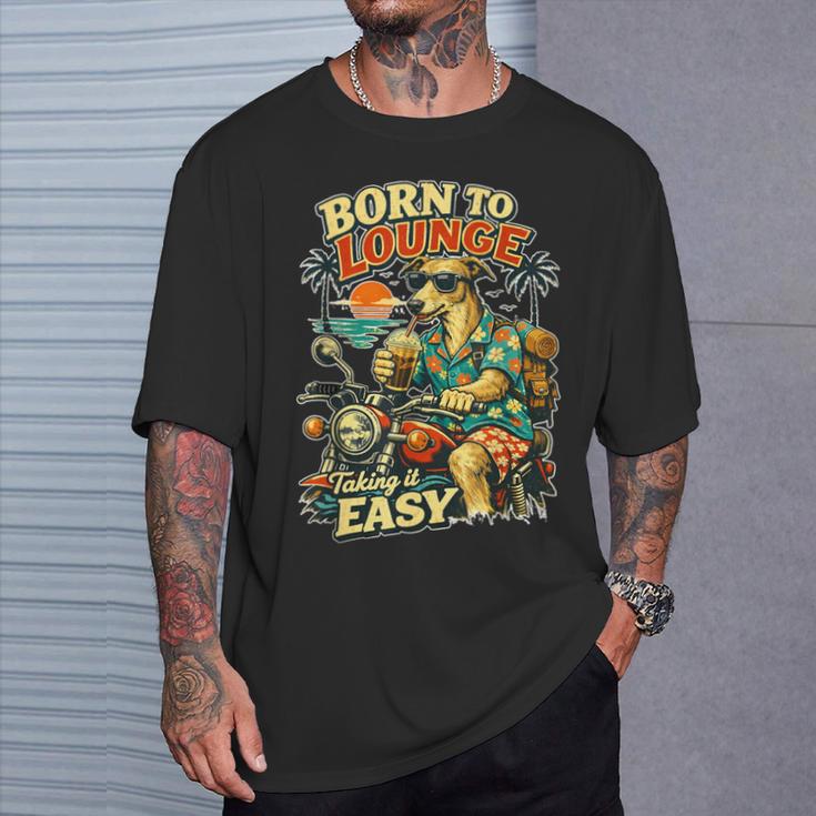 バイクでアイスコーヒーを飲むラーチャー面白いdigor Tシャツ 彼への贈り物