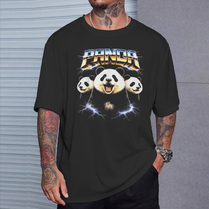 パンダ ヘヴィメタル 80年代 ロックミュージック メタルヘッド エレキギター Tシャツ 彼への贈り物