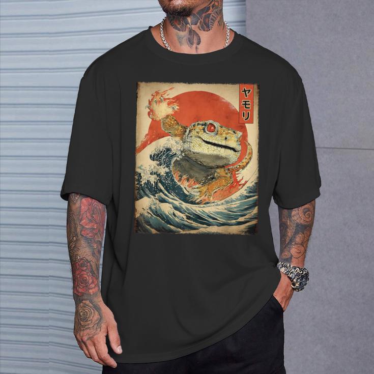 ヒョウ ヤモリ トカゲ 怪獣 怪獣 日本のビンテージポスター Tシャツ 彼への贈り物