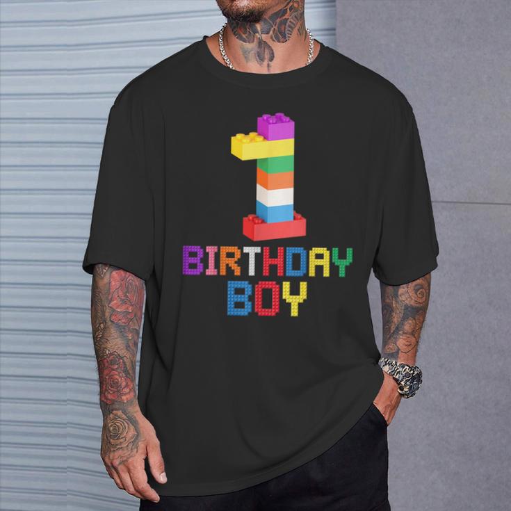 ビルディング・ブリックス 1歳のバースデー・ボーイ 1 1年目マスター・ビルダー Tシャツ 彼への贈り物