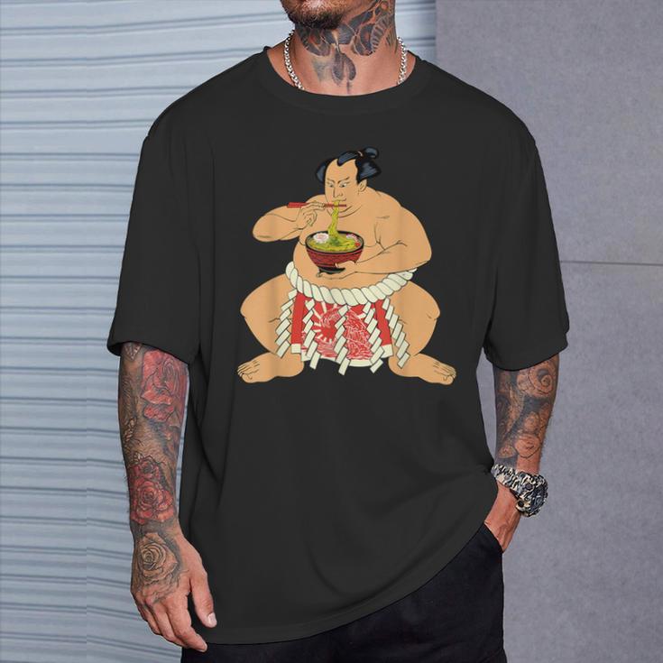 ビンテージ相撲力士 Eat ラーメン ヌードル アニメ 日本語 Tシャツ 彼への贈り物