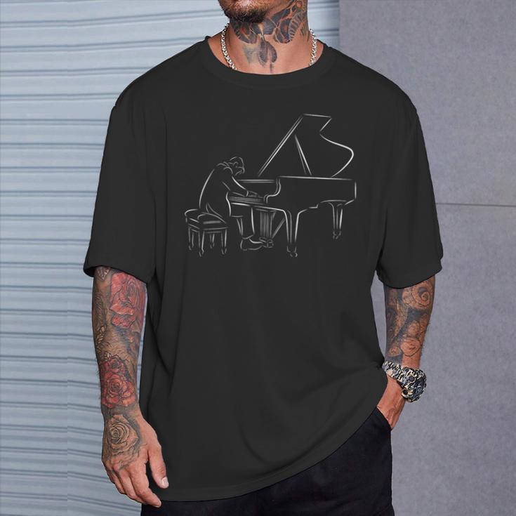 ピアノ奏者 イラスト楽器 ピアノ音楽 ピアニスト Tシャツ 彼への贈り物