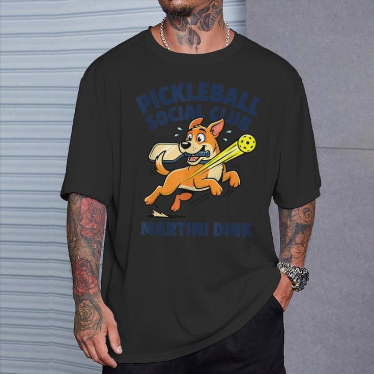 ピックルボール ソーシャル クラブ マティーニ ディンク 漫画 犬 Tシャツ 彼への贈り物