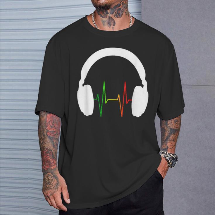 ファニー ラスタ ギフト メンズ レディース クール ラスタカラー ヘッドホン Tシャツ 彼への贈り物
