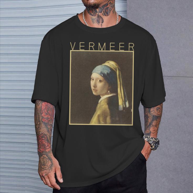 フェルメール 真珠の耳飾りの少女 面白いtシャツ 絵画 アート メンズ 面白い 服 美術 グッズ 油彩画 長袖tシャツ Tシャツ 彼への贈り物