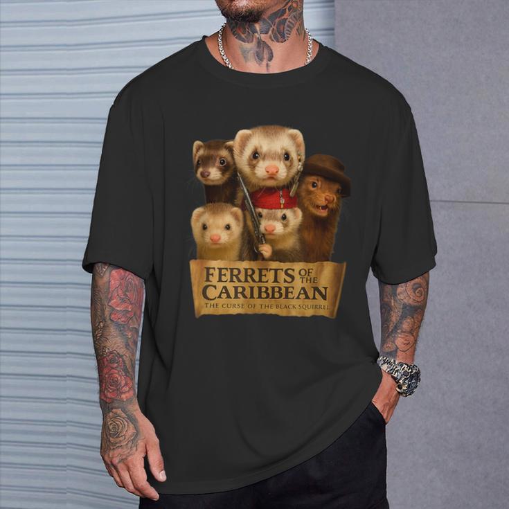 フェレット海賊アドベンチャークルー–面白い動物のパロディポスター Tシャツ 彼への贈り物