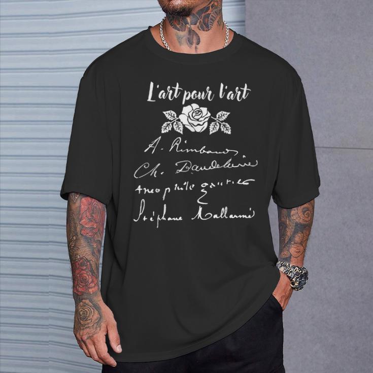 フランスの詩人の署名 リンボー ゴーティエ マラルメ ボードレール Tシャツ 彼への贈り物