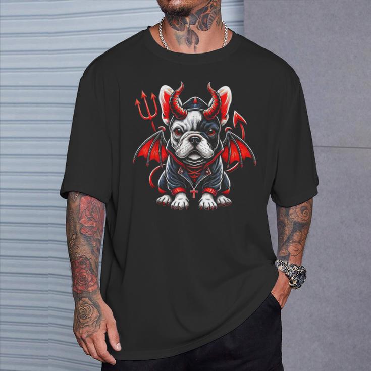 フレンチブルドッグ 悪魔 ハロウィン 鬼 コスチューム 地獄 サタン Tシャツ 彼への贈り物
