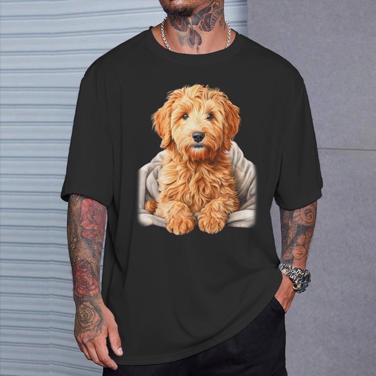 ブランキー付きのかわいいゴールデンドゥードル犬 Tシャツ 彼への贈り物