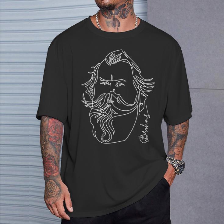 ブラームス 偉大な作曲家 クラシカル ポートレート ギフト Tシャツ 彼への贈り物