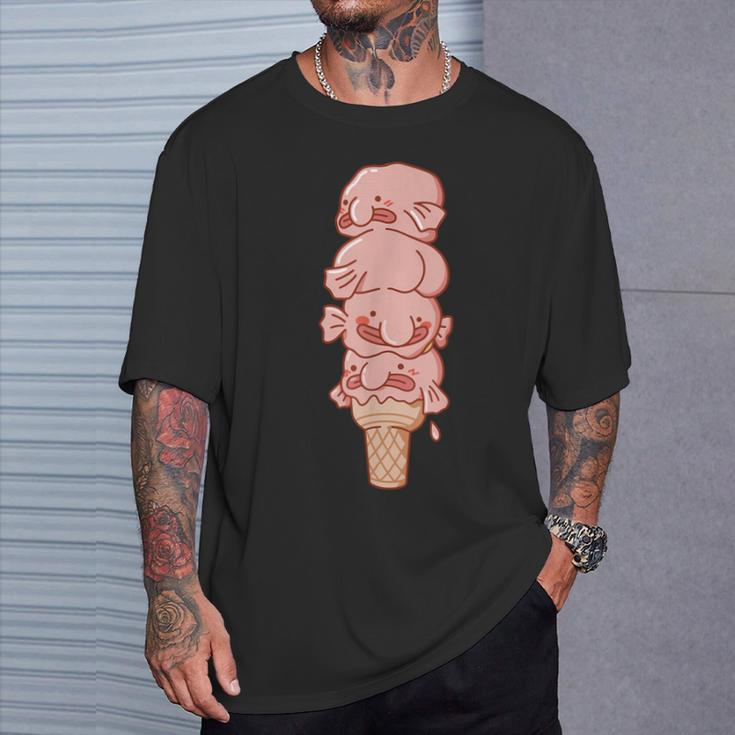 ブロブフィッシュ アイス クリーム、面白いブロブフィッシュ Tシャツ 彼への贈り物