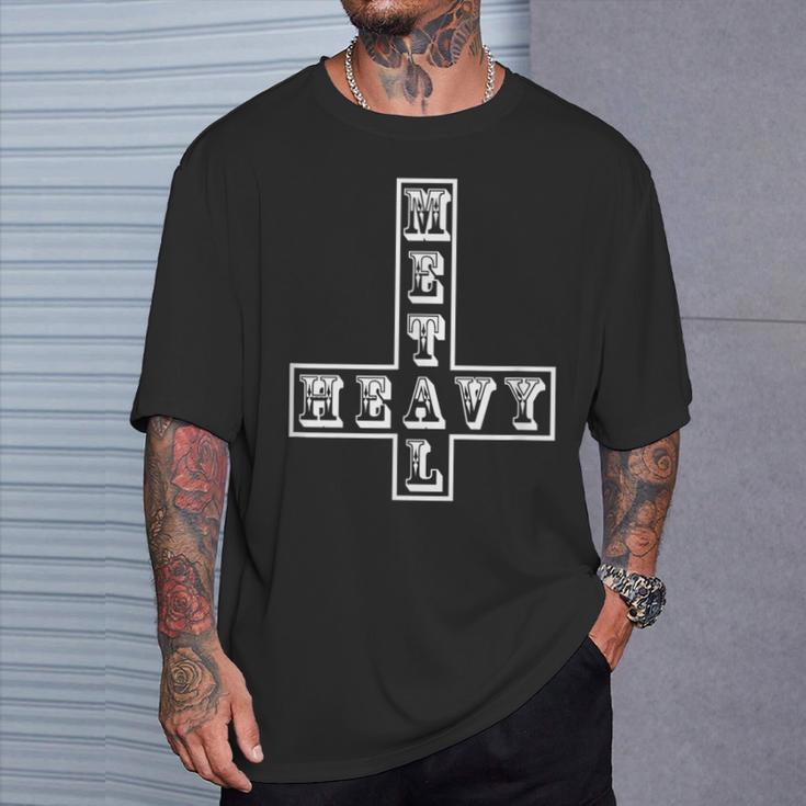 ヘビーメタル逆さま逆十字メタルヘッドサタン面白い Heavy Metal Inverted Crossatan Tシャツ 彼への贈り物