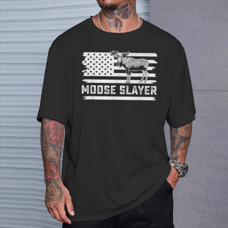 ヘラジカ ハンティング ビンテージフラッグ スレイヤー ハンター Tシャツ 彼への贈り物