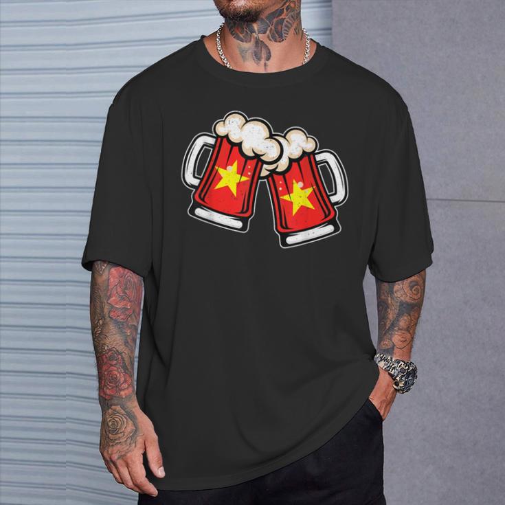 ベトナム国旗ビールジョッキ クールなベトナムビール Tシャツ 彼への贈り物